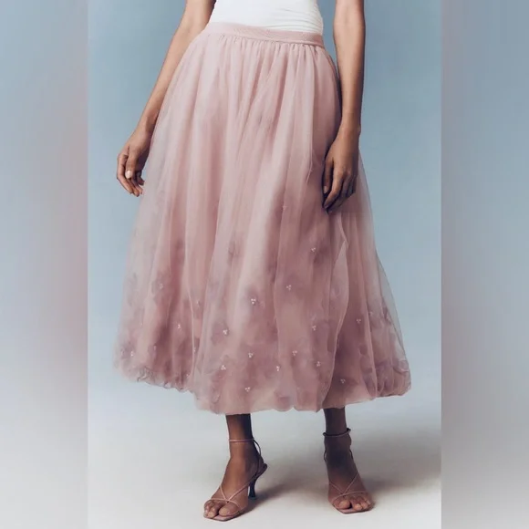 Anthropologie Blossom Bubble Lavender and Pink Tulle Midi Skirt Medium - Picture 1 of 11